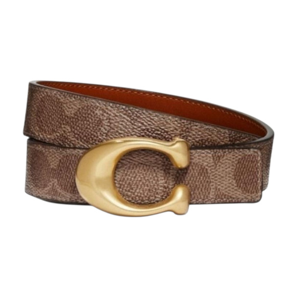 Coach Signature C Buckle Tan / Brown Reversible Belt - Picture 2 of 9